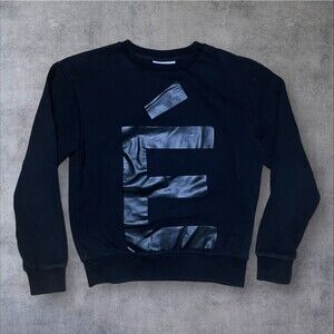 Etudes Studio Sweatshirt  Mens Small Black Crew Neck Pullover Sweater Cotton